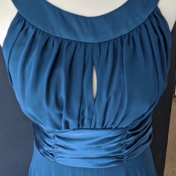 Connected Apparel teal chiffon dress - Picture 2 of 8